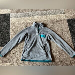 Patagonia Women's Gray and Teal Turtleneck Sweater